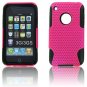 Apple iPhone 3GS/ 3G Hybrid  Black TPU + Pink Net  Snap On Hard Back Case Cover