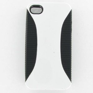 Apple iPhone 4/CDMA/4S Hybrid Case Black TPU + White Rubber Hard Cover