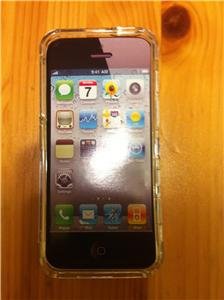 Apple iPhone 5 T- Clear White Transparent Hard Snap on Case Cover+ Free Screen