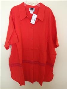 C.S.T Sport Plus size 2X,3X  Orange Cotton Shirt,Blouse,Top,Super Deal MSRP $32