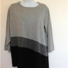 Dressbarn Women's Colorblock Asymmetrical Sweater Scoop Neck 3/4 Sleeves 14/16