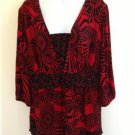 Venezia Women's Printed Red/Black Top/Blouse/Shirt/Tunic Plus Size 22/24 Elegant