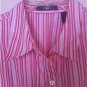 Liz Claiborne Long Sleeve Button Down Shirt,Top,Blouse,Striped New 16 Red/White