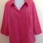 apt.9 Women's Pink Button Down Shirt/Top/Blouse/Tunic Plus Size 1X 3/4 Sleeves