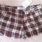Bershka Brand Shorts Brown/Cream,Green/White  Plaid, Size 0,2,4,6  NWT