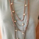 Stylish Necklace Long  Multi  Chains ,Jewellery  with White Pearl &Earring set