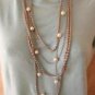 Stylish Necklace Long  Multi  Chains ,Jewellery  with White Pearl &Earring set
