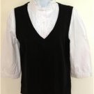 AB studio Women's 2 in 1 Shirt+Sweater/Top/Vest Black/White Size L 3/4 Sleeves