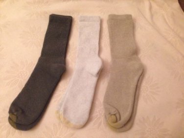 Gold Toe Men Black Crew Socks 3 Pairs  New Great