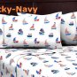 Boys Kids Bedding Double Brushed Microfiber Sheet Set  Twin Full- Navy,Boat