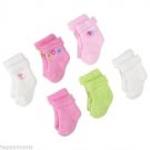 Gerber Baby-Girls 6 Pack Variety Socks  Pink/White  0-3 Months NWT
