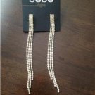 Bebe Stylish Multi Strand Crystal Diamond Style Gold Color Earrings MSRP $22