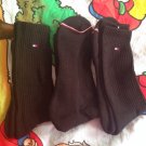 Tommy Hilfiger Men  Black Crew Socks 3 Pairs  New Great