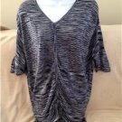 BCBGMAXAZRIA Navy Gray Top Blouse 3/4 Sleeves Size Small Silk Sweater New
