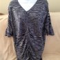 BCBGMAXAZRIA Navy Gray Top Blouse 3/4 Sleeves Size Small Silk Sweater New