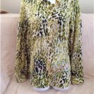 Jones New York Sport Cream Green  Button Down Shirt Top Blouse Size Medium M New