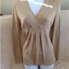 Ann Taylor Loft Shimmery Gold Yellow Color slinky Top Blouse Sweater Size Small