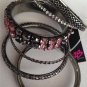 Stylish Multi Bracelet Mixed Bangle Set 6pc Black Pink Jewelery 2b bebe $19.95