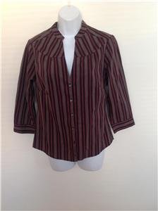Ben Sherman Women's Striped Button Down Shirt Blouse Top Size S 100% Cotton