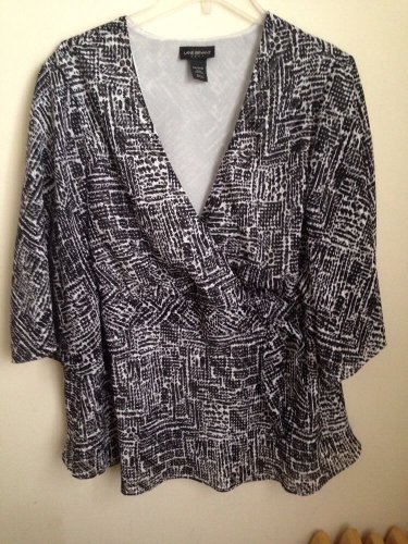 Lane Bryant Women's Black Printed Blouse Shirt Top Size 22/24
