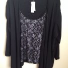 2X Top  by Bleeker & McDougal Black Lace Blouse Nwt Msrp $52