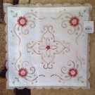 Ivory Red Floral  16 x 16 Decorative Throw Couch Bed Pillow Cushion Cover