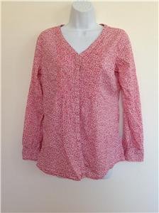 Lands' End Women Red Button Down Shirt/Blouse/Top/Tunic Size XS 2-4 100% Cotton