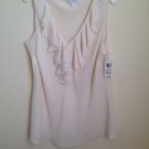CHarter Club DOUBLE RUFFLE OFF-WHITE SOFT STRETCH TOP SHIRT SHELL TANK CAMI~1x