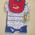 Bon Bebe 6-9 Mo Infant Baby Boys Clothes 3 Pcs Set Pants Top Bib Baby NWT