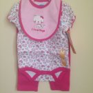 Bon Bebe 3-6 Mo Infant Baby Girl Clothes 3 Pcs  Set I Love Hugs NWT