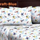 Boys Kids Bedding Double Brushed Microfiber Sheet Set  Twin Full- AIRCRAFT- Blue