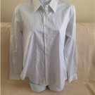 Charter Club Women's White Striped SIze 8 Shirt Top Iron Free % Cotton New