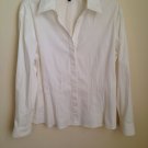 LAFAYETTE 148 NY White STRETCH Cotton Button Down SHIRT Top  12 New