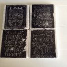 Vintage B&W Bible Verse Set A Tumbled Tile Coasters