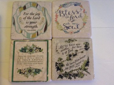 Vintage Colour Bible Verse Set A Tumbled Tile Coasters