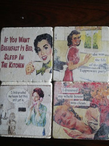 Retro Humour Set A Tumbled Tile Coasters