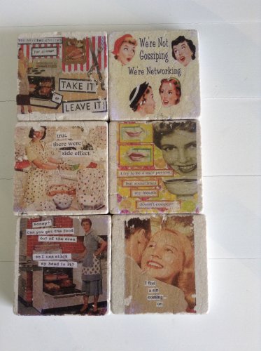 Retro Humour Set B Tumbled Tile Coasters