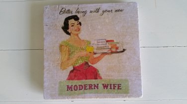Retro Humor Design 4 Tumbled Tile Trivet