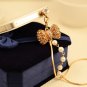 Iphone 4,4S Gold Bow Pearl Crystal Jewel Rhinestone Charm Anti Dust Plug