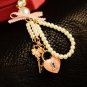 Iphone Pearl Crystal Rhinestone Lock Key Heart Bow Gold Charm Anti Dust Plug