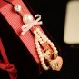 Iphone Pearl Crystal Rhinestone Lock Key Heart Bow Gold Charm Anti Dust Plug