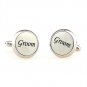 Round Cufflinks White Groom Silver Wedding Bridal Bridal Tuxedo accessory