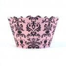Cupcake Wrappers - Lu Lu - Pink / Black  Damask Includes 12