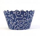 Cupcake Wrappers - Olivia Swirl Navy Blue  Includes 12