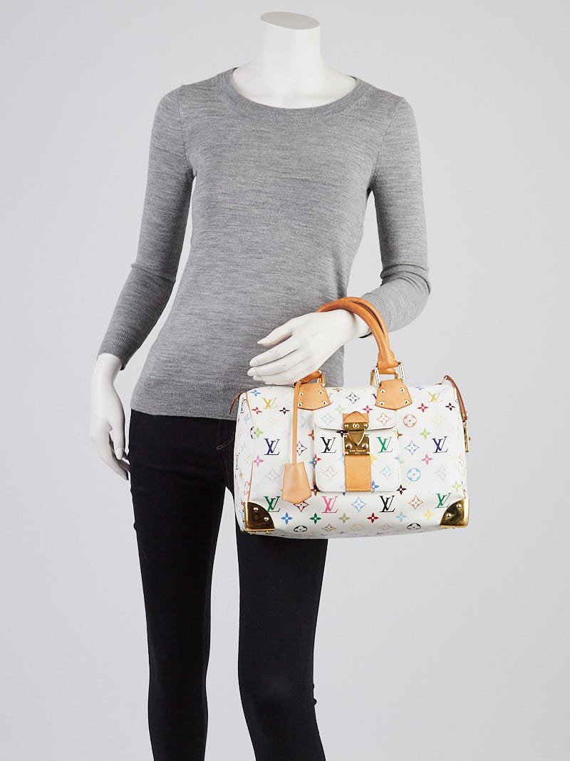 Louis Vuitton Speedy 30 White Multi Colore Handbag Blanc Marc Jacobs Takashi Murakami NEW
