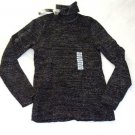 NWT STYLE & CO LONG SLEEVE TURTLE NECK RIBBED BLACK METALLIC