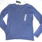 NWT KAREN SCOTT LONG SLEEVE  V NECK SWEATER CABLE KNIT MARLED