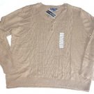NWT KAREN SCOTT LONG SLEEVE  CABLE-KNIT SWEATER HENLEY 100% COTTON