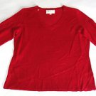 NWT DEBBIE MORGAN  SWEATER PULLOVER  V NECK 3/4 SLEEVE RED TEAL SUPER SOFT
