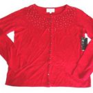 NWT DEBBIE MORGAN LONG SLEEVE SWEATER RHINESTONE NECKLINE CARDIGAN MULTI COLORS
